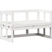 vidaXL canapé de jardin 2 en 1 Extensible Blanc Pin massif