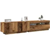 vidaXL Armoire TV avec lampes LED aspect bois ancien 200x35x40 cm