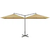 vidaXL Parasol Double avec Stahlpol 600x300 cm Taupe