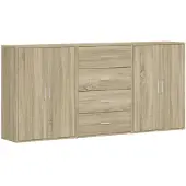 vidaXL Sideboards 3 pièces chêne Sonoma 60x31x84 cm bois composite