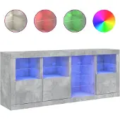 vidaXL Sideboard avec lampes LED gris béton 164x37x67 cm