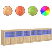 vidaXL Sideboard avec lampes LED Chêne Sonoma 283x37x67 cm