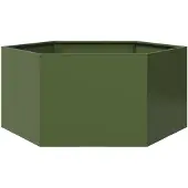 vidaXL Bac à plantes vert olive hexagonal 104x90x45 acier