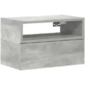 vidaXL Table de chevet murale gris béton 45x26x28,5 cm