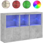 vidaXL Sideboard avec lampes LED gris béton 162x37x100 cm