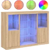vidaXL Sideboards avec lampes LED 3 pcs. chêne Sonoma bois composite