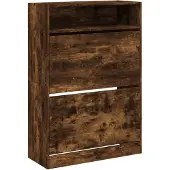 vidaXL Armoire à chaussures 2 tiroirs rabattables chêne fumé