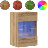 vidaXL Armoires murales avec lampes LED pour TV 2 pcs. Chêne Artisan
