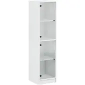 vidaXL Highboard avec portes en verre blanc 35x37x142 cm