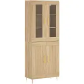 vidaXL Highboard chêne Sonoma 69,5x34x180 cm Matériau dérivé du bois