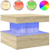 vidaXL Table basse avec lampes LED Chêne Sonoma 50x50x40 cm