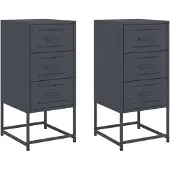 vidaXL Tables de chevet 2 pcs anthracite 36x39x78 cm acier