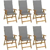 vidaXL Chaises de jardin pliantes 6 pcs. avec coussins en bois massif d'acacia