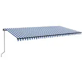 vidaXL Store banne rétractable avec LED 600x300 cm bleu et blanc