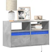 vidaXL Armoire TV murale avec éclairage LED gris béton 80x31x45 cm