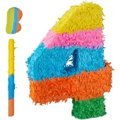 Relaxdays Regenbogen Pinata Zahl mit Zubehör (1 pcs)