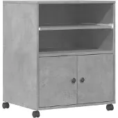 vidaXL Support d'imprimante avec roulettes gris béton 60x48x74 cm