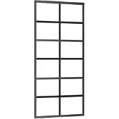 vidaXL Schiebetür 90x205 cm ESG -Glas und Aluminiumschwarz