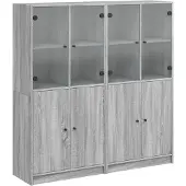 vidaXL Bibliothèque avec portes Gris Sonoma 136x37x142 cm Bois composite