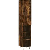 vidaXL Highboard chêne fumé 34,5x34x180 cm bois composite