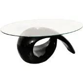 vidaXL Table basse avec plateau en verre ovale noir brillant