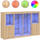 vidaXL Sideboards avec lampes LED 3 pcs. chêne Sonoma bois composite