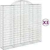 vidaXL Gabions 3 pcs voûtés 200x50x180/200 cm fer