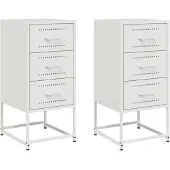 vidaXL Tables de chevet 2 pcs blanc 36x39x78 cm acier