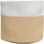 vidaXL Panier de rangement beige et blanc Ø40x35 cm coton