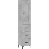 vidaXL Highboard gris béton 34,5x34x180 cm Bois composite