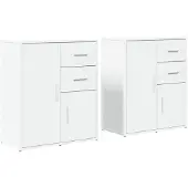 vidaXL Sideboards 2 pcs. Blanc 60x31x70 cm Bois composite
