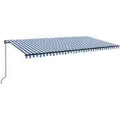 vidaXL Auvent manuel rétractable avec LED 600x350 cm Bleu et blanc