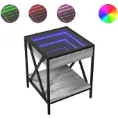 vidaXL Table basse avec Infinity-LED Gris Sonoma 40x40x49 cm