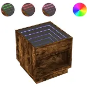 vidaXL Table basse avec Infinity-LED chêne fumé 50x50x50 cm