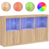 vidaXL Sideboard avec lampes LED Chêne Sonoma 181,5x37x100 cm