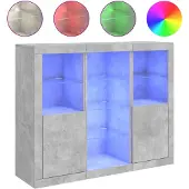 vidaXL Sideboards avec lampes LED 3 pcs. Gris béton Bois composite