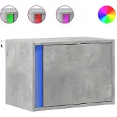vidaXL Table de chevet murale avec lumières LED gris béton