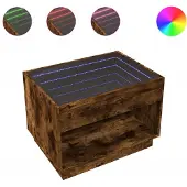 vidaXL Table basse avec Infinity-LED chêne fumé 70x50x50 cm