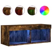 vidaXL Armoire TV avec lampes LED chêne fumé 80x30x30 cm
