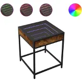 vidaXL Table basse avec Infinity-LED chêne fumé 40x40x51 cm