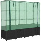 vidaXL Potager surélevé avec couverture de serre aspect rotin 160x40x153 cm