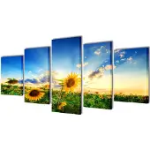 vidaXL Set de toiles murales imprimées Tournesols 200 x 100 cm