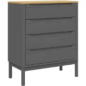 vidaXL Commode FLORO Gris Pin massif