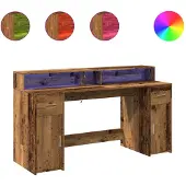 vidaXL Bureau LED imitation vieux bois 160x55x91 cm bois composite
