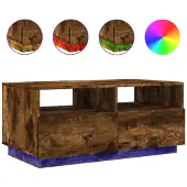vidaXL Table basse avec lampes LED chêne fumé 90x49x40 cm