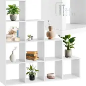 TecTake Bibliothèque Talisa - Bibliothèque ouverte avec 10 compartiments - Design escalier - 130 x 29 x 130 cm - Blanc