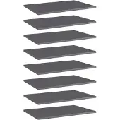 vidaXL Panneaux Bibliothèque 8 Pcs Gris Brillant 60x40x1,5cm Aggloméré