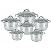 Zilner Set Casseroles Acier Inoxydable 12 Pièces Induction Gaz