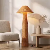 LumenXL Lampadaire Boho Vasari en rotin tressé à la main