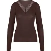 Hunkemoller Maillot de corps 'V-neck with Cashmere' chocolat